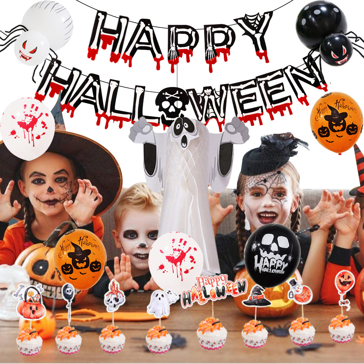 Halloween Balloon Set Blood Color Banner Ghost Package Ghost Festival Party Decoration, Halloween Banjo Skeleton Decoration, Halloween decorations items, Halloween costumes, Halloween masks, Halloween props, Halloween animatronics, Halloween inflatables, Halloween lights, Halloween fog machines, Halloween spider webs, Halloween lanterns, Halloween banners, Halloween streamers, Halloween tableware, Halloween centerpieces, Halloween party favors, Halloween yard stakes, Halloween tombstones, Halloween candles,