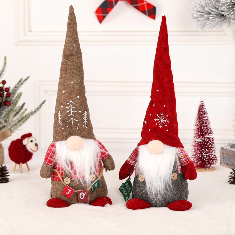 Christmas Decoration Sitting Faceless Doll Plaid Ribbon Hat