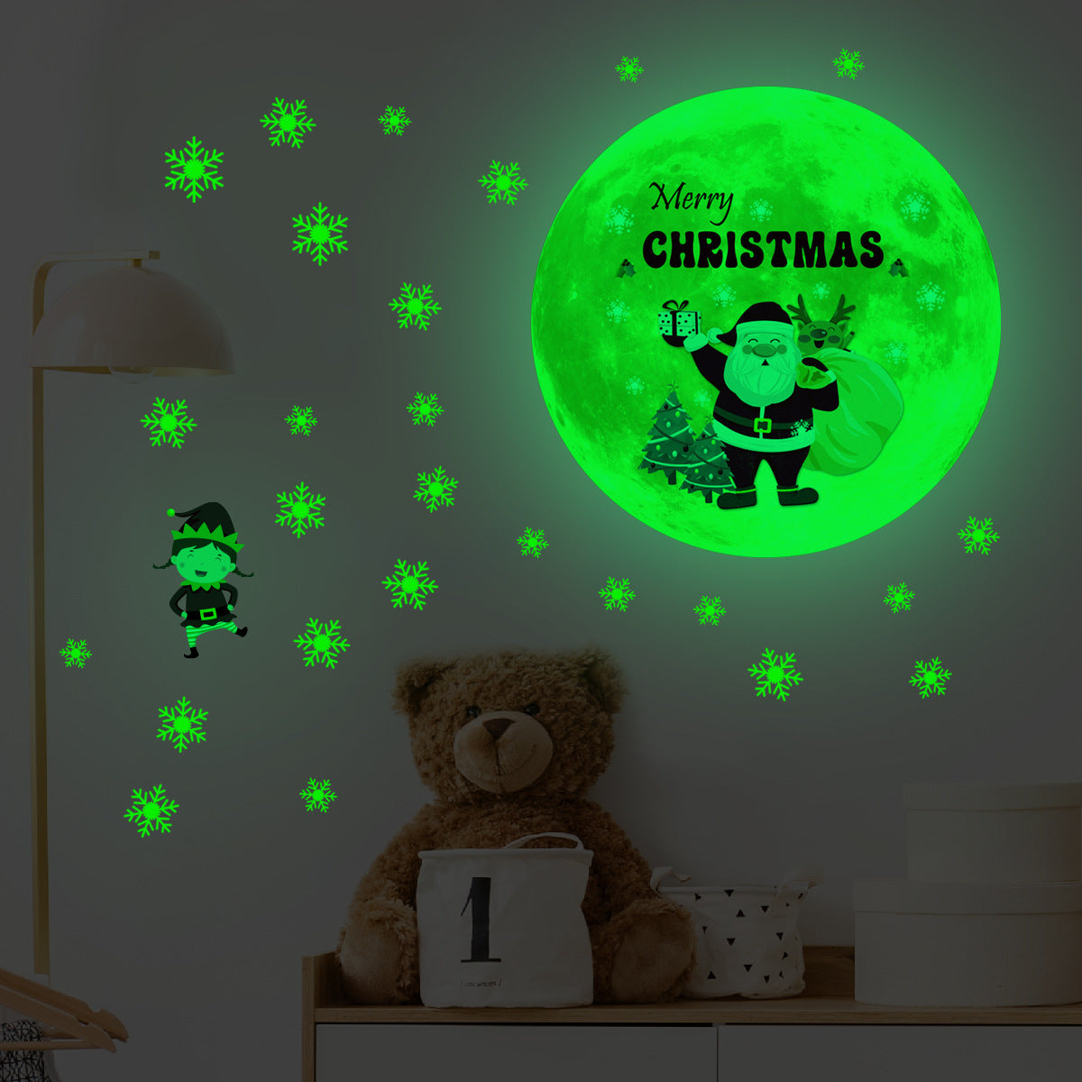 Luminous Moon Snowflake Christmas Wall Sticker