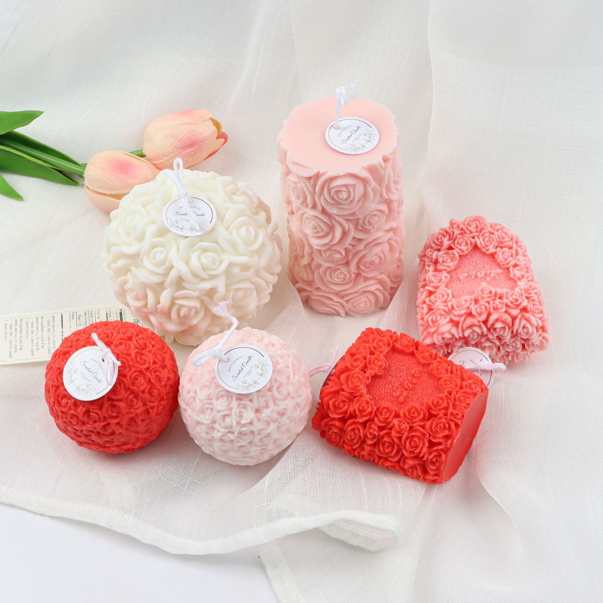 Flower Aromatherapy Candle Round Ball Rose Cylinder Mold Silicone, Silicone candle molds, Christmas tree candle molds, Halloween pumpkin candle molds, Easter egg candle molds, Animal candle molds, Sea creature candle molds, Fruit candle molds, Geometric candle molds, Abstract candle molds, DIY candle making molds,
