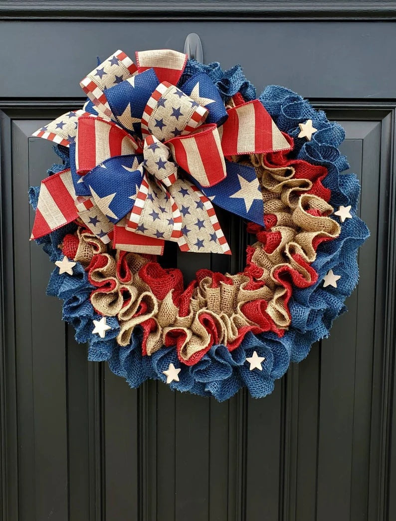 Independence Day Wreath Ornament Family, 4th of July decorations, American flag decorations, Patriotic decorations, Red, white and blue decorations, July 4th wreaths, July 4th garlands, July 4th centerpieces, 