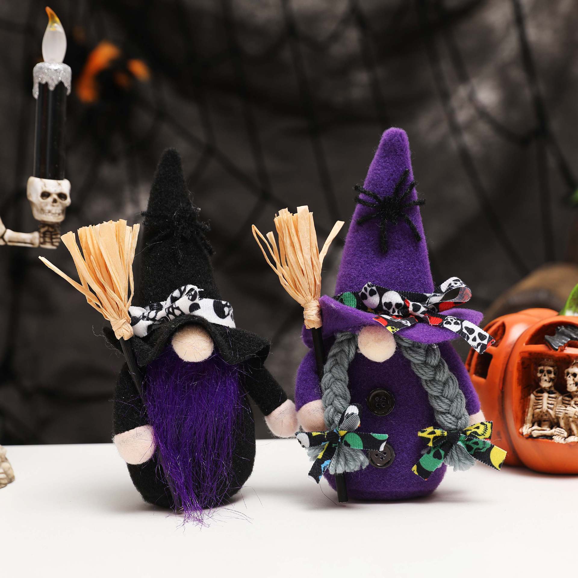 Halloween Witch Purple Mysterious Doll Faceless