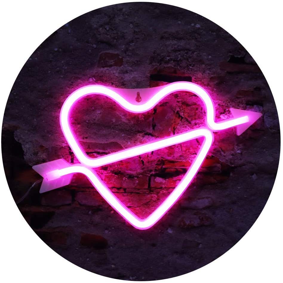 One Arrow Through The Heart Shape Latex Neon Lights Valentine Decoration, valentines day, shop valentine's day deals, valentines, valentine's day gifts, valentine day, valentines day gifts, valentines day decor, Decognomes,  valentine decoration, valentines day decoratio, valentine decor, valentines decor, valentines decorations