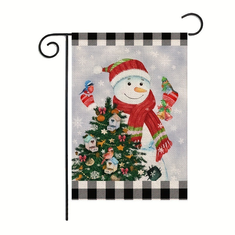 Christmas Garden Banner Old Man Red Car