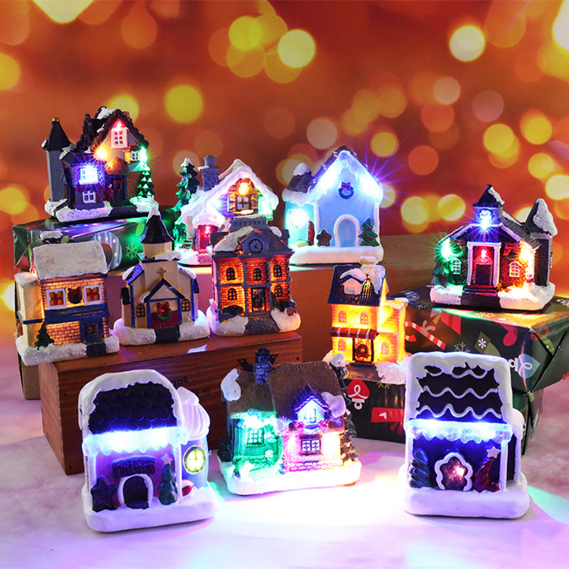 Christmas Decorations Resin Small House Micro Landscape Ornaments, christmas decoration ornaments, christmas decoration house, christmas samll house, christmas ornaments, holiday ornaments, 