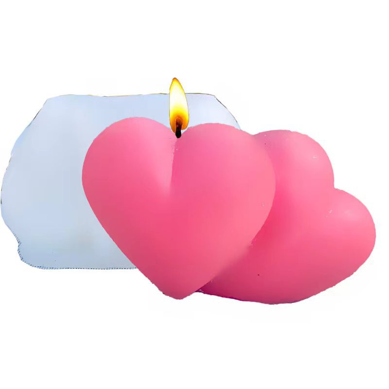3D Stereo Double Linked Heart Shaped Candle Soap Mould Scented Candle Silicone Mould, Geometric candle molds, Abstract candle molds, DIY candle making molds, Silicone candle molds, Animal candle molds,