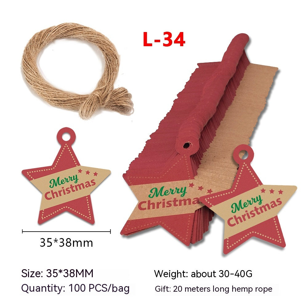 Christmas Tag Kraft Paper Christmas Gift Packaging Tag Santa Claus Card