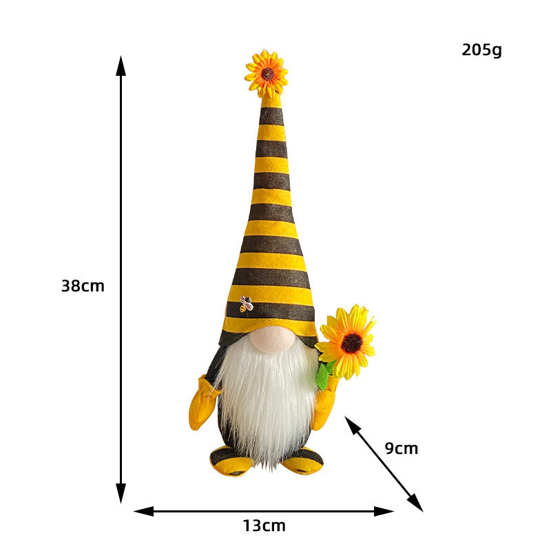 Bee Festival Long Hat Faceless Doll Cute Bee Sunflower Doll Ornaments, Bee gnomes, Beekeeper gnomes, Honey gnomes, Bumblebee gnomes, Beehive gnomes, Pollen gnomes, Garden gnomes, Spring gnomes, Flower gnomes, Nature gnomes, Decorative gnomes, Rustic gnomes, Festive gnomes, Yellow and black gnomes, Bee-friendly gnomes, Happy bees gnomes,