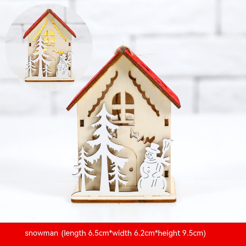 Christmas Decoration Wooden House LED Luminous Small House, Christmas Decoration House, Christmas decoration Ornaments, Christmas wooden Decoration, Christmas Wooden house,  Christmas LED Small House 