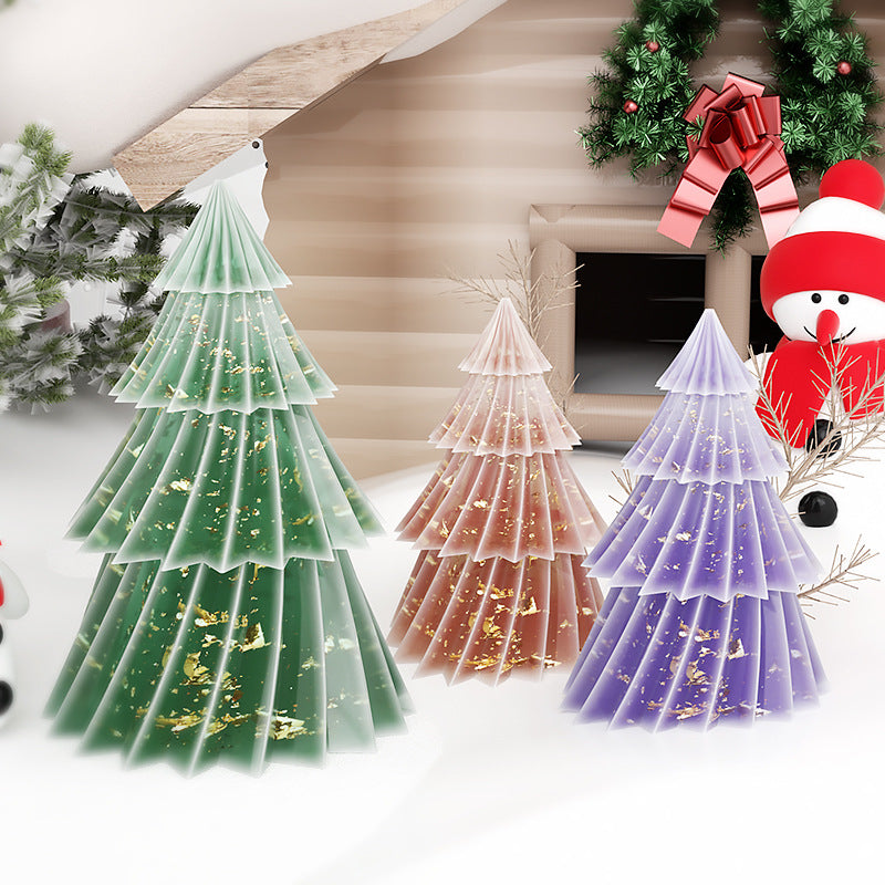 Crystal Glue Origami Striped Christmas Tree Candle Ornaments Silicone Mold