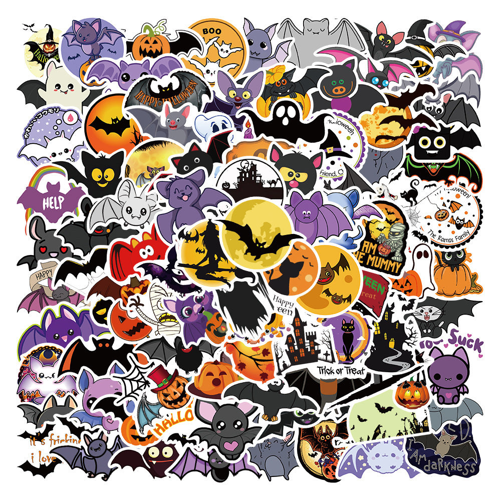 100 Cartoon Halloween Pumpkin Bat Stickers Decoration Car Trunk Children Gift , Pumpkin lanterns, Jack o Lanterns, Halloween Lights, Halloween Decoration Ornaments, Halloween 