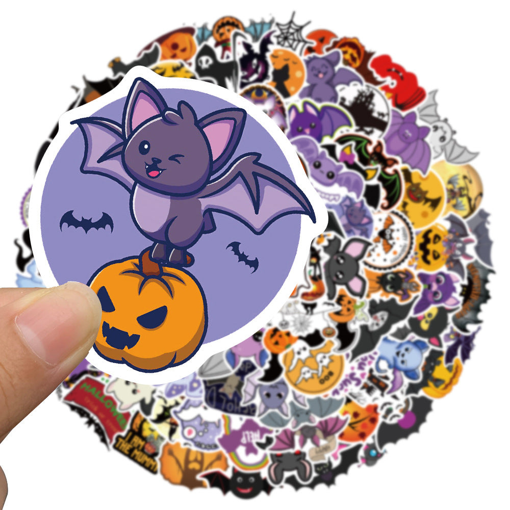 100 Cartoon Halloween Pumpkin Bat Stickers Decoration Car Trunk Children Gift , Pumpkin lanterns, Jack o Lanterns, Halloween Lights, Halloween Decoration Ornaments, Halloween 