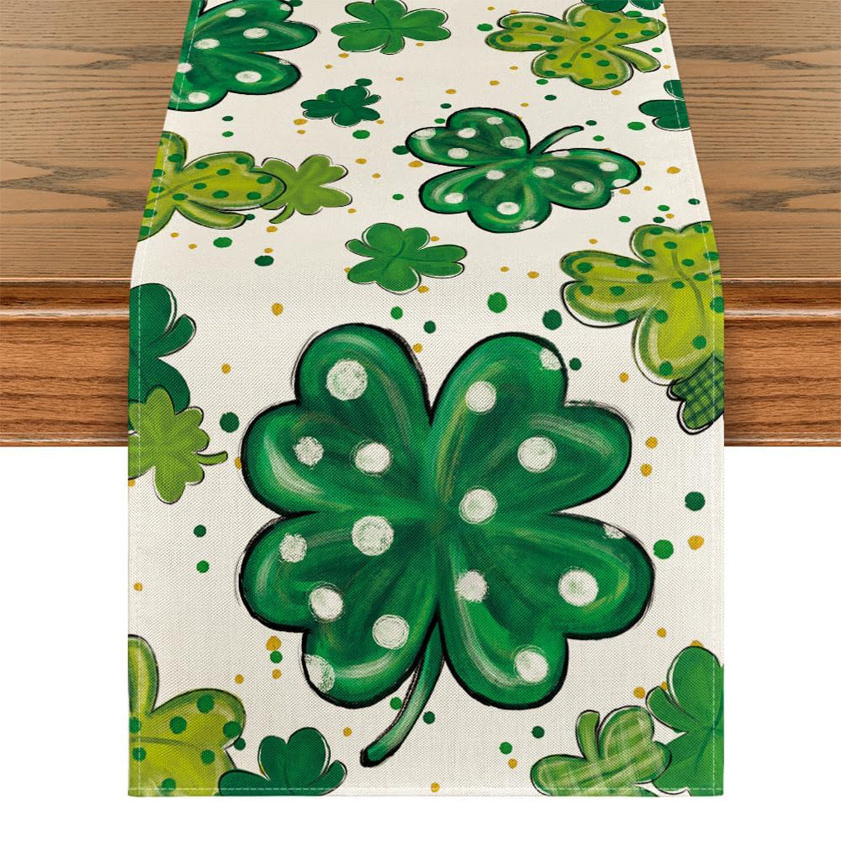 St Patrick Table Runner Lucky Four-Leaf Clover Printed Tablecloth, st patricks day decorations, st patricks day decor, st patrick's day decorations, st patrick day decorations, Irish Décor, irish ornaments, Decognomes, St. Patrick's Day Party Supplies, St. Patrick's Day Decorations: Shamrock, Irish & Leprechaun