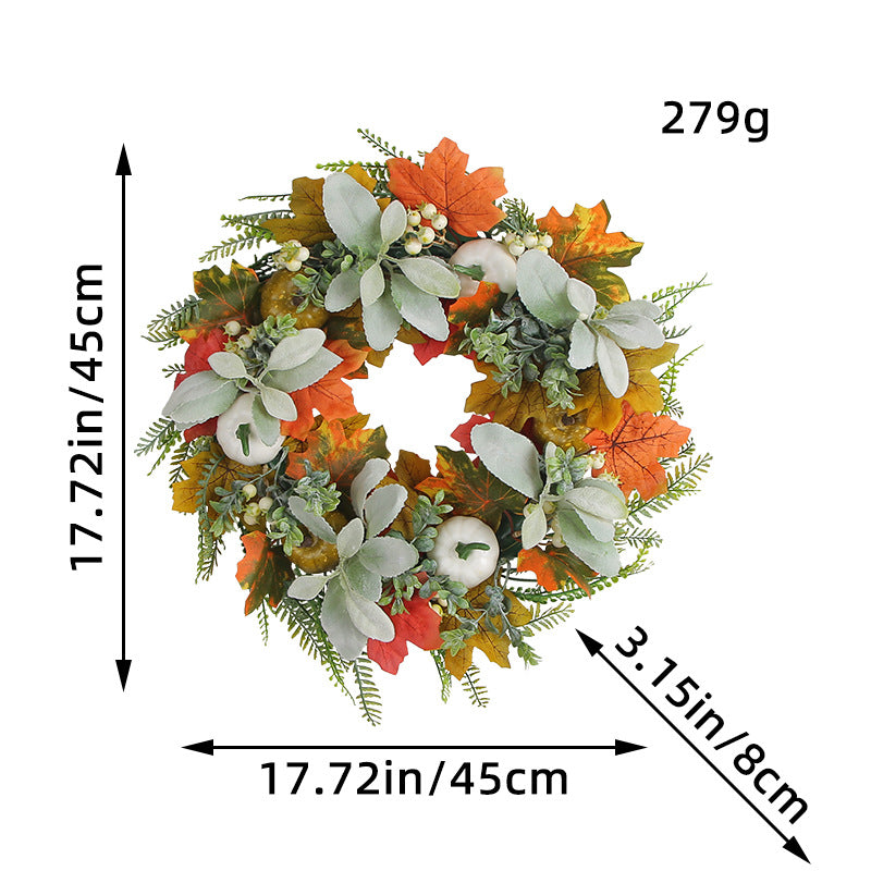 Frost Leaf Pumpkin Autumn Wreath Pendant Door Decoration