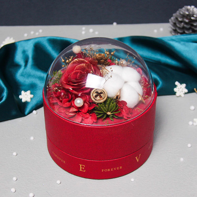 Christmas Preserved Flower Finished Ferris Wheel Rose Glass Cover Creative Ornaments