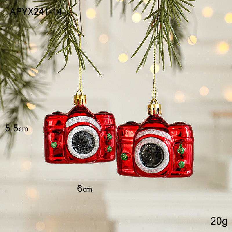 Christmas New Decorations Santa Claus Donut Camera Owl Red Shaped Decorative Small Pendant