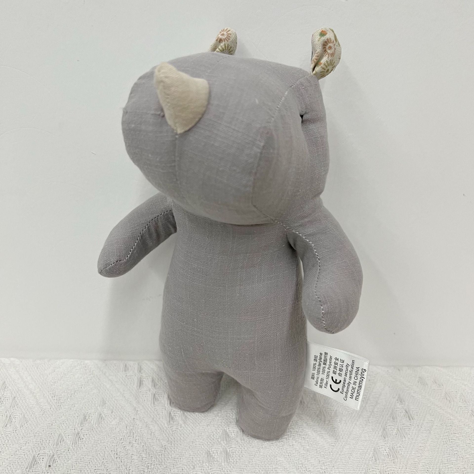 Cotton And Linen Fabric Doll Baby Accompany To Sleep With Rhinoceros Doll