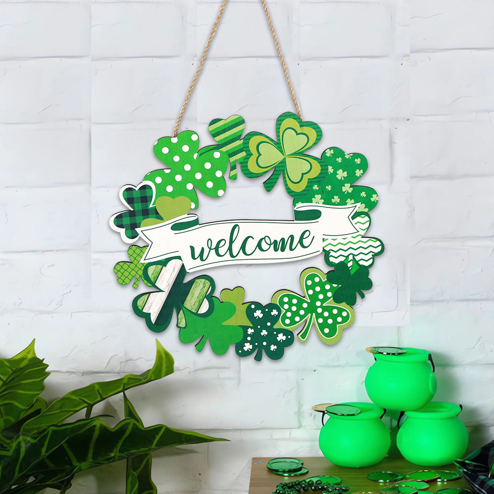 Irish Holiday Decorations Wooden Doorplate, Clover welcome doorplate, gold coin topper stand wooden board, hat boots Clover length door hanging, Clover hanging string length door hanging, Topper boots wooden board door hanging, st patrick's day decorations