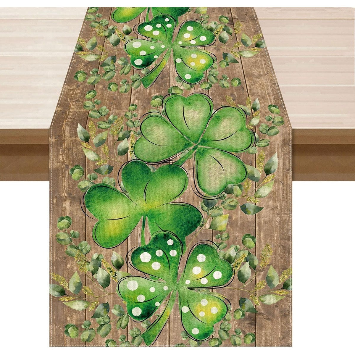 St Patrick Table Runner Lucky Four-Leaf Clover Printed Tablecloth, st patricks day decorations, st patricks day decor, st patrick's day decorations, st patrick day decorations, Irish Décor, irish ornaments, Decognomes, St. Patrick's Day Party Supplies, St. Patrick's Day Decorations: Shamrock, Irish & Leprechaun