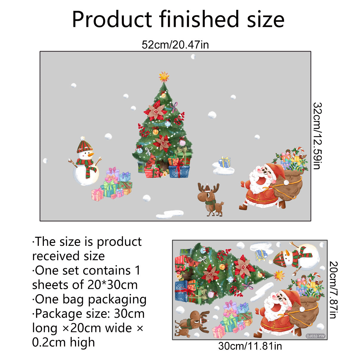 Christmas Tree Festival Decorative Electrostatic Sticker