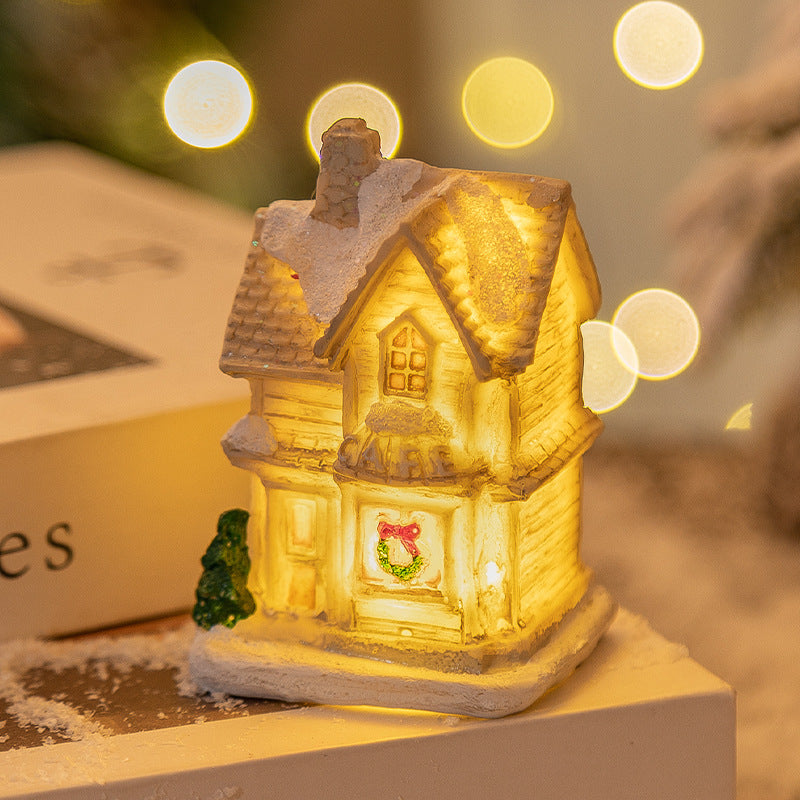 Christmas Decorations Resin Small House LED Luminous, christmas decoration houses, christmas small house, christmas decoration items, Christmas children décor items