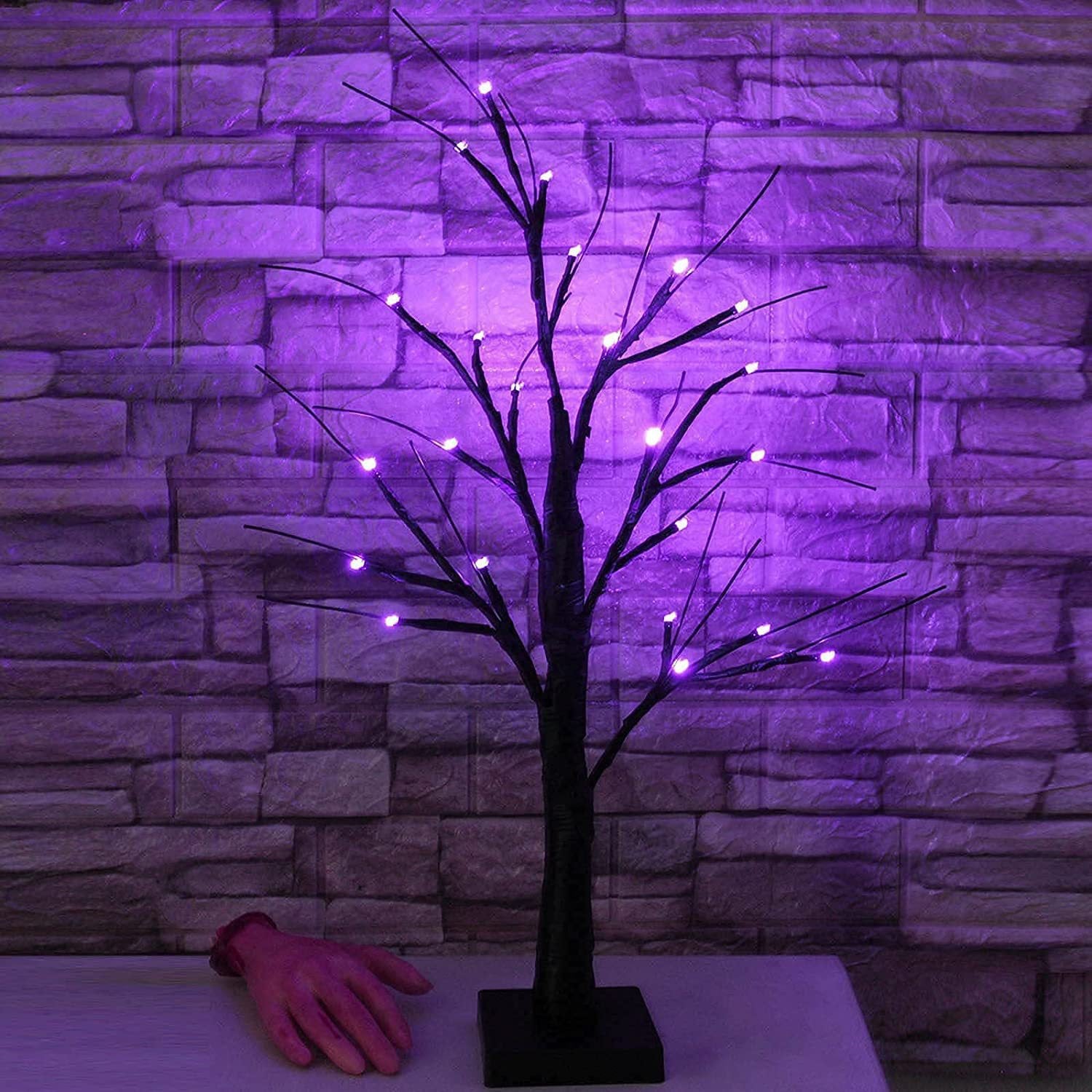 LED Simulation Purple Tree Light Halloween Thanksgiving Decoration