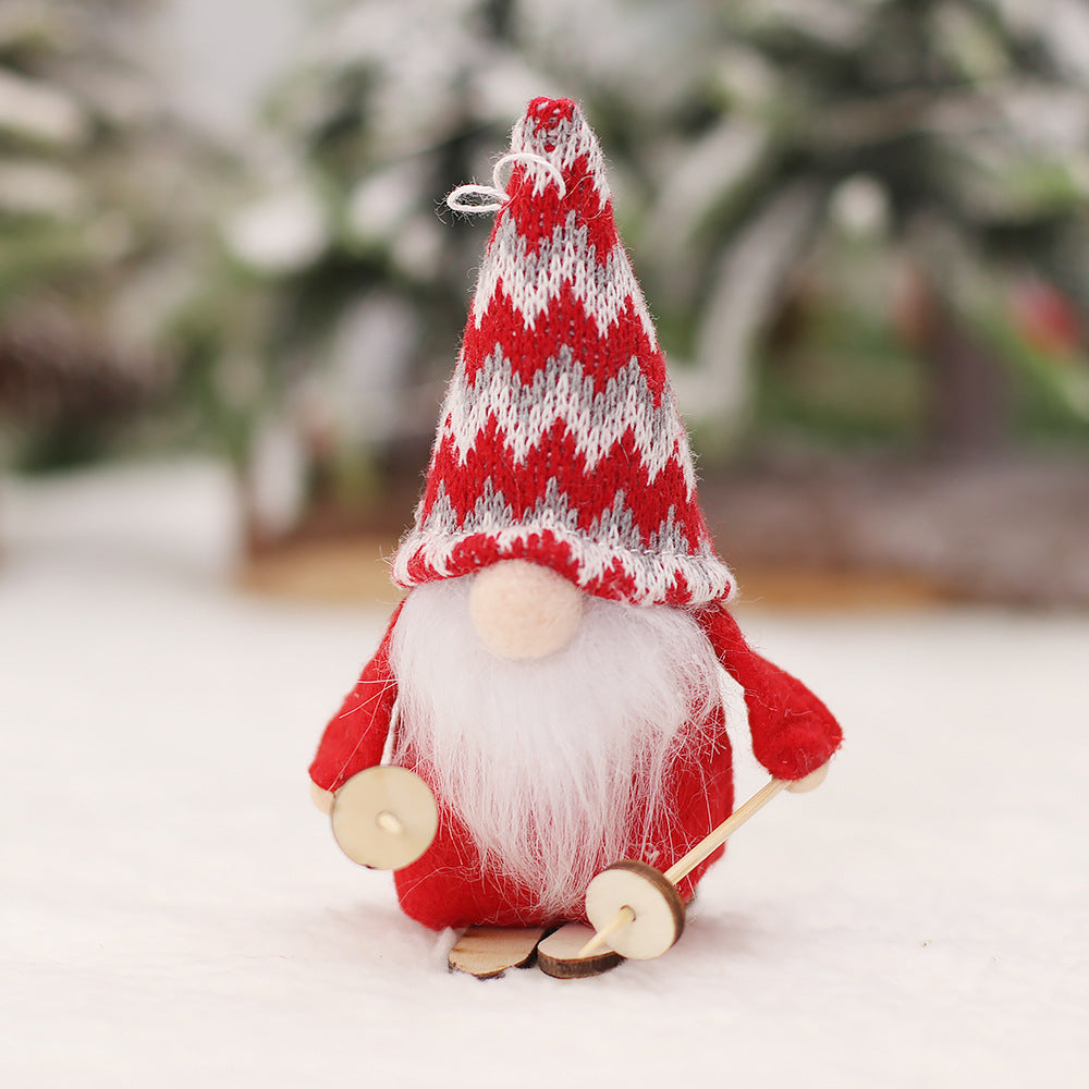Cartoon Knitted Fabric Ski Faceless Doll Wooden Doll Pendant Christmas Tree Accessories, Christmas Decoration Gnomes, Xmas Gnomes, Santa Gnomes, DIY gnomes, Gnome Christmas Tree, Nordic gnomes, Tomato Cage Gnomes, Plush Gnomes, stuffed gnomes, Norwegian gnomes, evergreen gnomes, DIY sock gnomes, snowman gnome, grinch gnome, knitted gnome, Decognomes