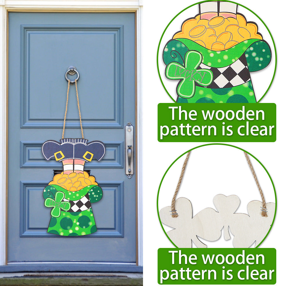 Irish Holiday Decorations Wooden Doorplate, Clover welcome doorplate, gold coin topper stand wooden board, hat boots Clover length door hanging, Clover hanging string length door hanging, Topper boots wooden board door hanging, st patrick's day decorations