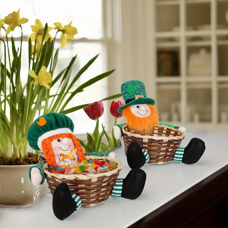 Irish St Patrick's Day Party Supplies Dwarf With Basket Doll Decoration, St. Patrick's Day gnomes, Leprechaun gnomes, Shamrock gnomes, Green gnomes, Pot of gold gnomes, Lucky gnomes, Celtic gnomes, Irish gnomes, Rainbow gnomes, St. Patrick's Day decorations, Happy St. Patrick's Day gnomes, Clover gnomes, Beer gnomes,