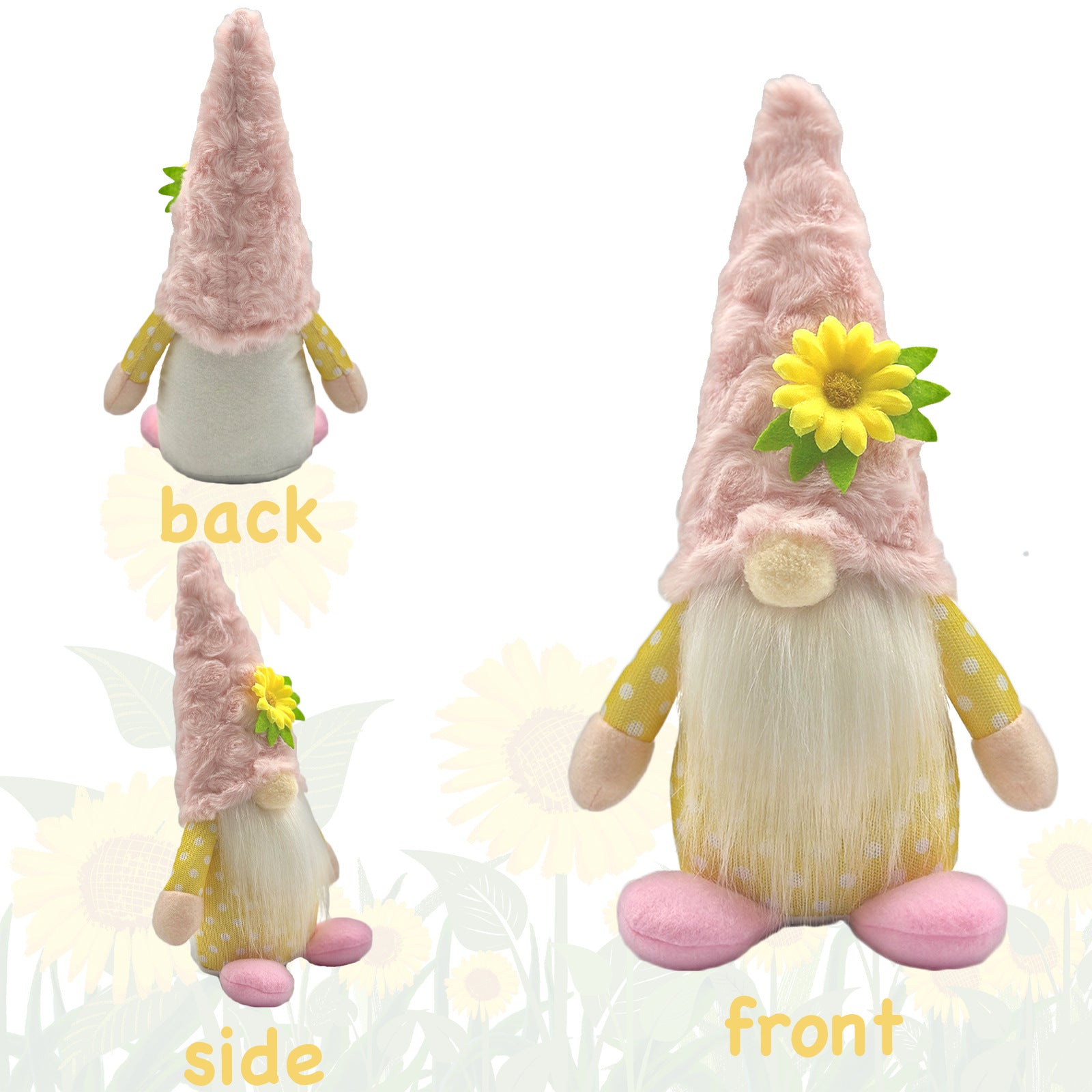 Yellow Hooded And Pink Hat Spring Gnomes, Summer gnomes, Beach gnomes, Tropical gnomes, Pineapple gnomes, Sunflower gnomes, Watermelon gnomes, Lemonade gnomes, Ice cream gnomes, BBQ gnomes, Camping gnomes, Handmade gnomes, Cute gnomes, Decorative gnomes, Rustic gnomes, Festive gnomes, Seasonal gnomes, Gift ideas, DIY gnomes, Happy summer gnomes, Outdoor gnomes,