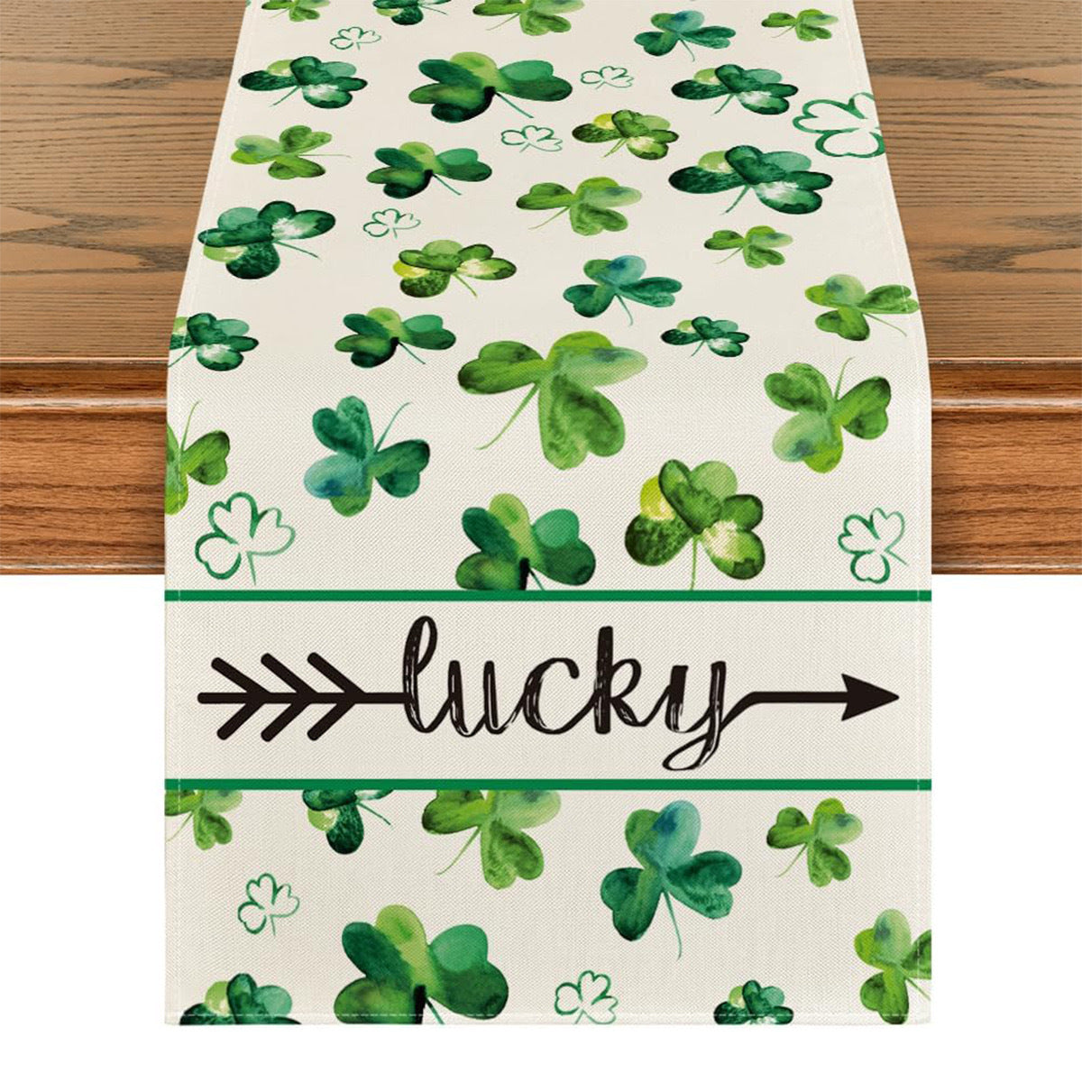 St Patrick Table Runner Lucky Four-Leaf Clover Printed Tablecloth, st patricks day decorations, st patricks day decor, st patrick's day decorations, st patrick day decorations, Irish Décor, irish ornaments, Decognomes, St. Patrick's Day Party Supplies, St. Patrick's Day Decorations: Shamrock, Irish & Leprechaun