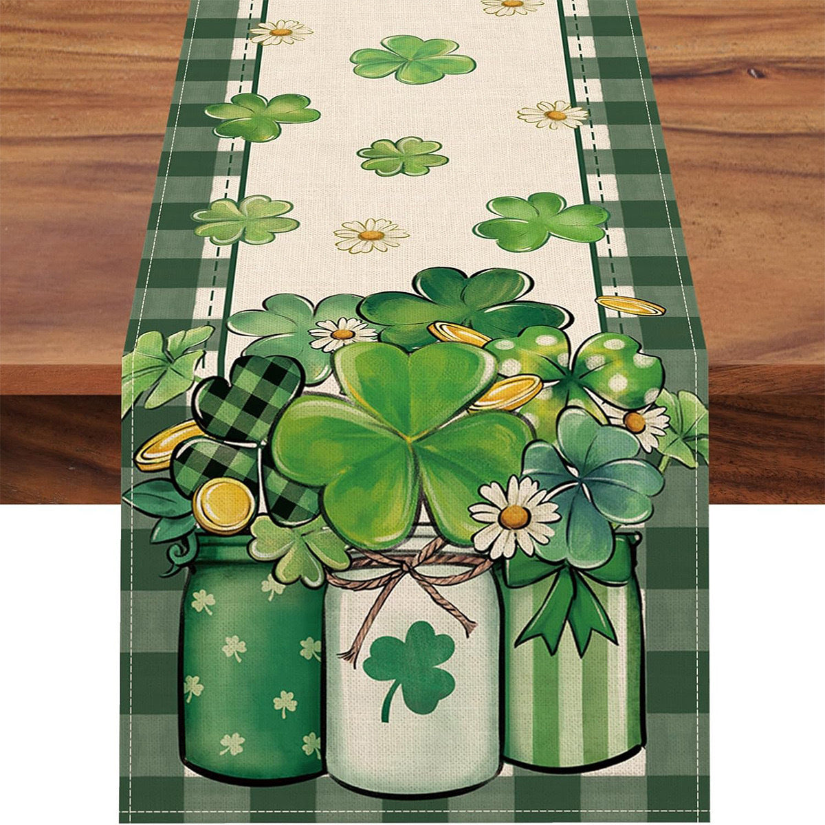 St Patrick Table Runner Lucky Four-Leaf Clover Printed Tablecloth, st patricks day decorations, st patricks day decor, st patrick's day decorations, st patrick day decorations, Irish Décor, irish ornaments, Decognomes, St. Patrick's Day Party Supplies, St. Patrick's Day Decorations: Shamrock, Irish & Leprechaun