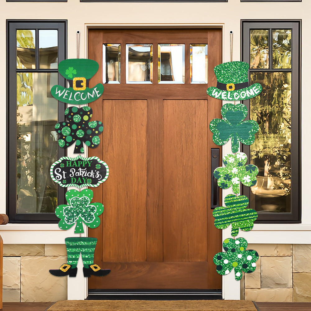 Irish Holiday Decorations Wooden Doorplate, Clover welcome doorplate, gold coin topper stand wooden board, hat boots Clover length door hanging, Clover hanging string length door hanging, Topper boots wooden board door hanging, st patrick's day decorations