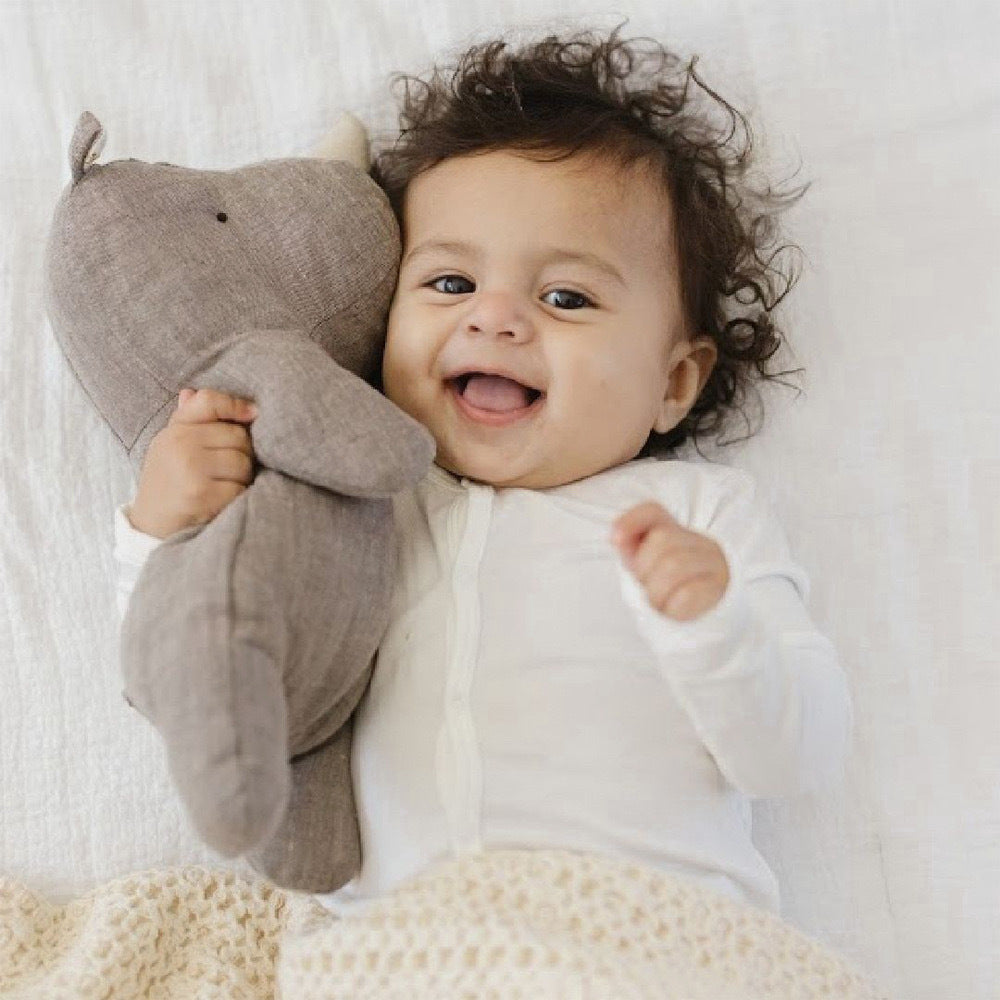 Cotton And Linen Fabric Doll Baby Accompany To Sleep With Rhinoceros Doll