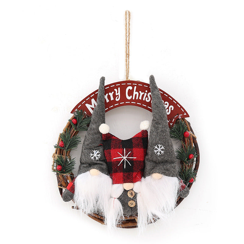 Christmas Decorations Fabric Old Man Doll Simulation Vine Ring Garland