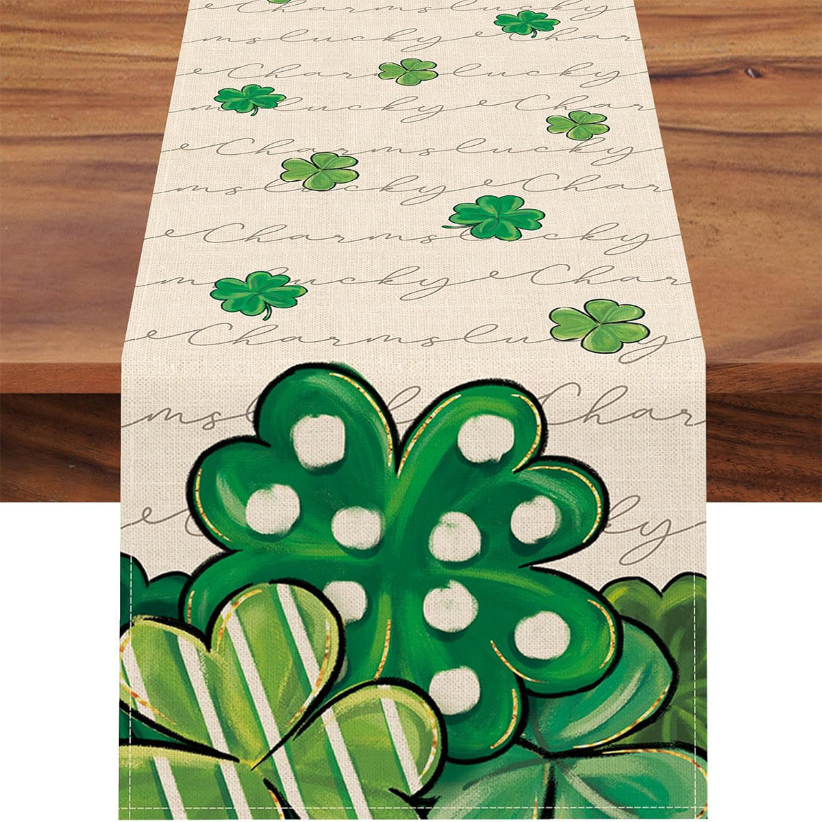 St Patrick Table Runner Lucky Four-Leaf Clover Printed Tablecloth, st patricks day decorations, st patricks day decor, st patrick's day decorations, st patrick day decorations, Irish Décor, irish ornaments, Decognomes, St. Patrick's Day Party Supplies, St. Patrick's Day Decorations: Shamrock, Irish & Leprechaun