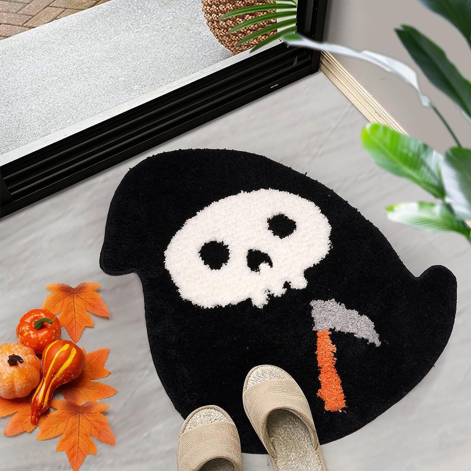 Halloween Skull Pumpkin Horror Cashmere Foot Mat