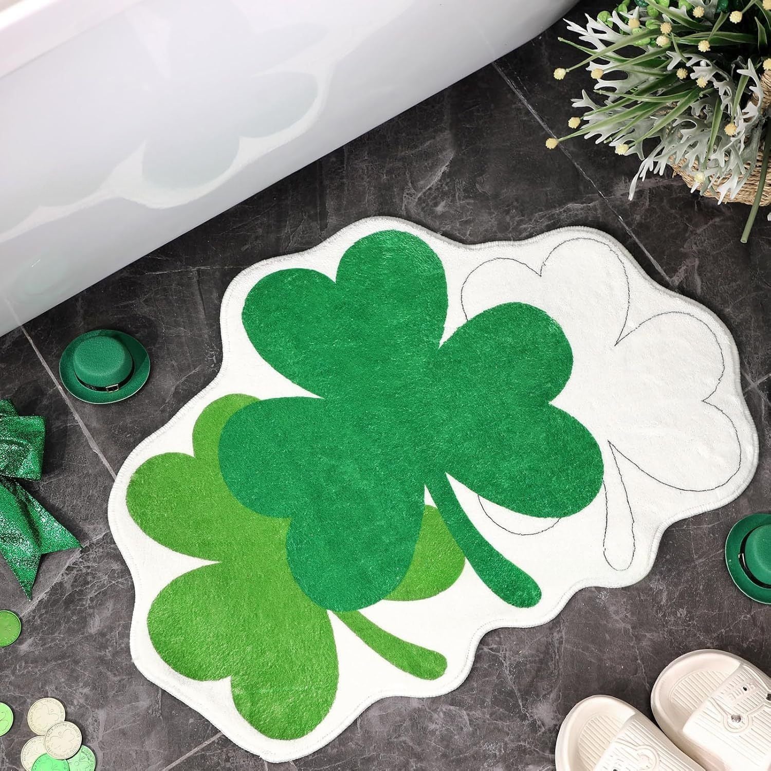 St Patrick's Day Four-leaf Clover Festival Decorative Floor Mat, st patricks day decorations, st patricks day decor, st patrick's day decorations, st patrick day decorations, Irish Décor, irish ornaments, Decognomes, St. Patrick's Day Party Supplies, St. Patrick's Day Decorations: Shamrock, Irish & Leprechaun