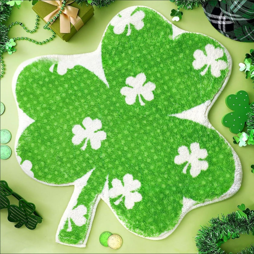 St Patrick's Day Four-leaf Clover Festival Decorative Floor Mat, st patricks day decorations, st patricks day decor, st patrick's day decorations, st patrick day decorations, Irish Décor, irish ornaments, Decognomes, St. Patrick's Day Party Supplies, St. Patrick's Day Decorations: Shamrock, Irish & Leprechaun