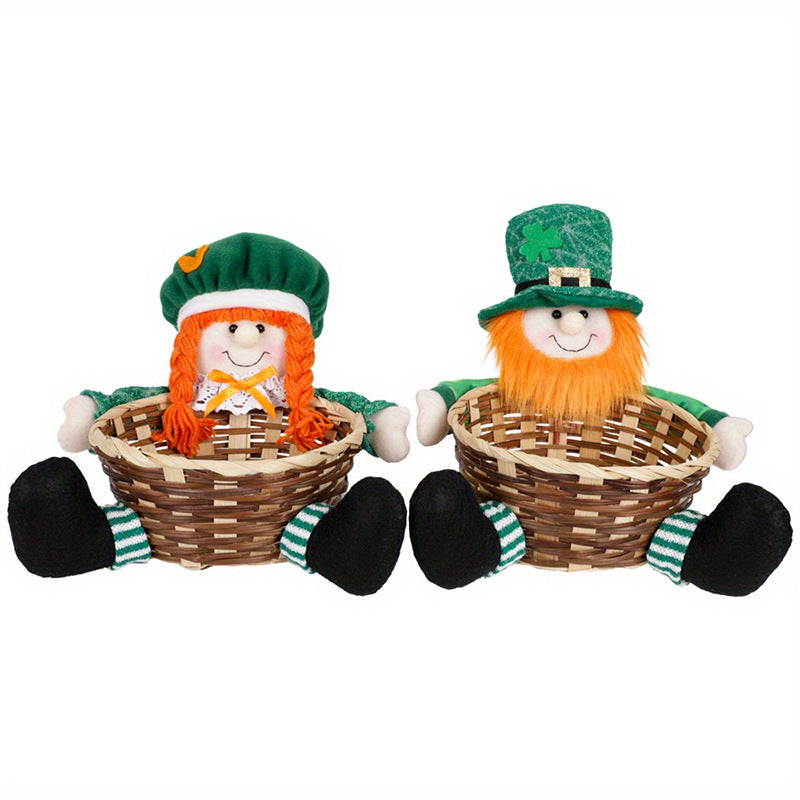 Irish St Patrick's Day Party Supplies Dwarf With Basket Doll Decoration, St. Patrick's Day gnomes, Leprechaun gnomes, Shamrock gnomes, Green gnomes, Pot of gold gnomes, Lucky gnomes, Celtic gnomes, Irish gnomes, Rainbow gnomes, St. Patrick's Day decorations, Happy St. Patrick's Day gnomes, Clover gnomes, Beer gnomes,