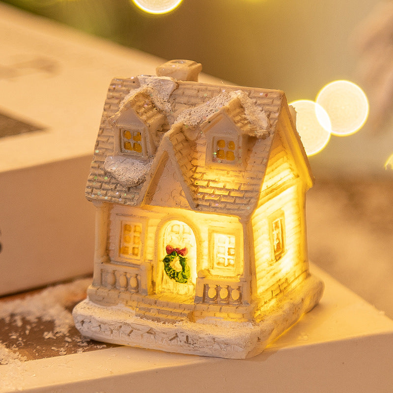 Christmas Decorations Resin Small House LED Luminous, christmas decoration houses, christmas small house, christmas decoration items, Christmas children décor items