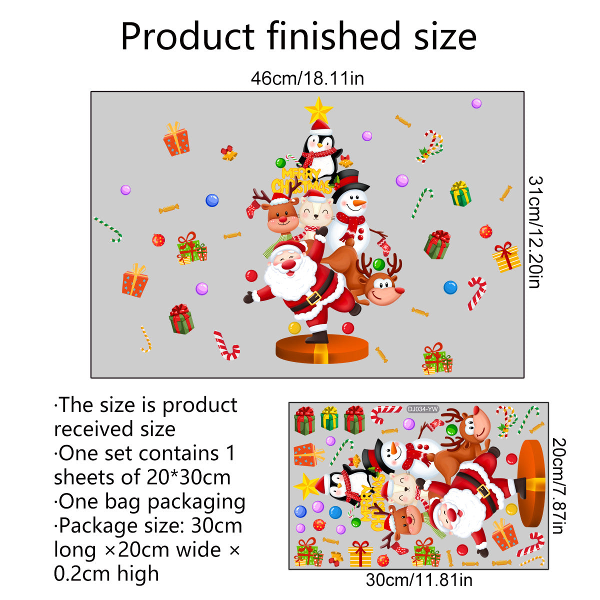 Christmas Glass Decorative Electrostatic Sticker