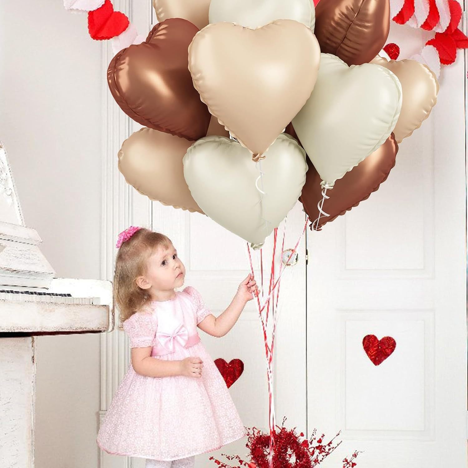 Cream Heart-shaped Balloon Valentine's Day, Valentine's Day decor, Romantic home accents, Heart-themed decorations, Cupid-inspired ornaments, Love-themed party supplies, Red and pink decor, Valentine's Day table settings, Romantic ambiance accessories, Heart-shaped embellishments, Valentine's Day home embellishments
