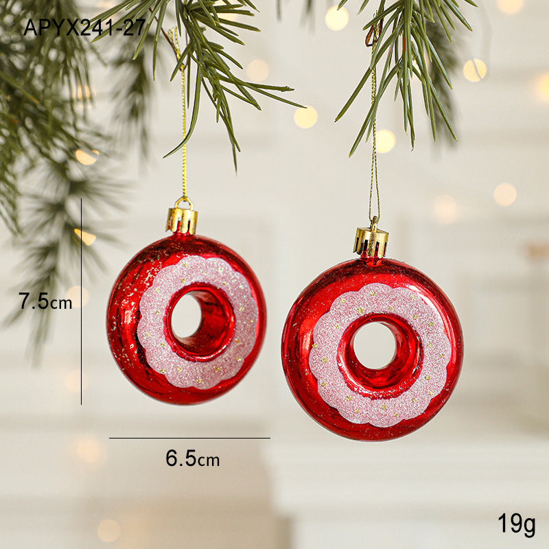 Christmas New Decorations Santa Claus Donut Camera Owl Red Shaped Decorative Small Pendant