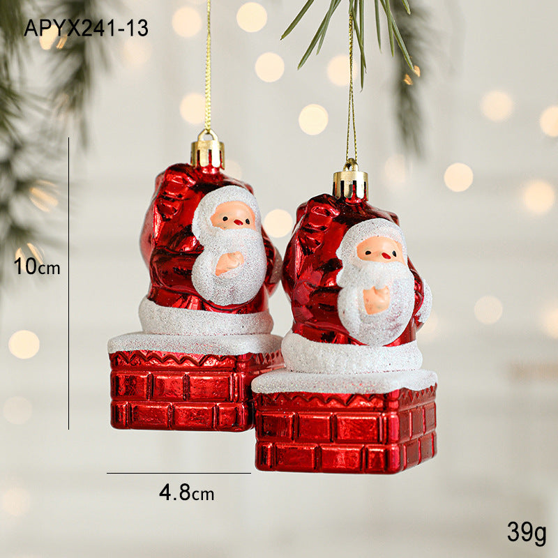 Christmas New Decorations Santa Claus Donut Camera Owl Red Shaped Decorative Small Pendant