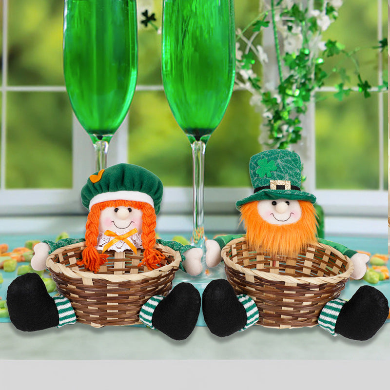 Irish St Patrick's Day Party Supplies Dwarf With Basket Doll Decoration, St. Patrick's Day gnomes, Leprechaun gnomes, Shamrock gnomes, Green gnomes, Pot of gold gnomes, Lucky gnomes, Celtic gnomes, Irish gnomes, Rainbow gnomes, St. Patrick's Day decorations, Happy St. Patrick's Day gnomes, Clover gnomes, Beer gnomes,