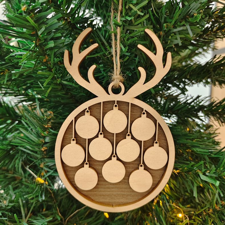 Round Wooden Pendant Christmas Tree Decorations