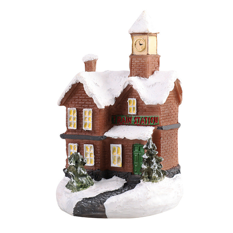 Christmas Small House Micro Landscape Resin Decorations, christmas houses, christmas light houses, christmas music boxes, Christmas resin decoration house