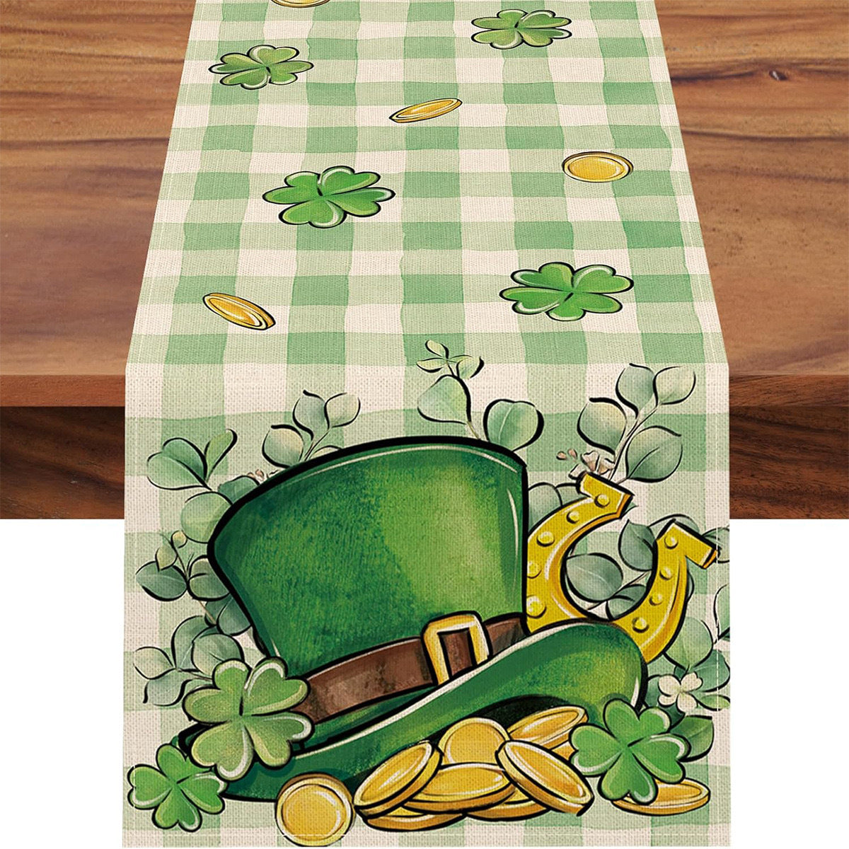 St Patrick Table Runner Lucky Four-Leaf Clover Printed Tablecloth, st patricks day decorations, st patricks day decor, st patrick's day decorations, st patrick day decorations, Irish Décor, irish ornaments, Decognomes, St. Patrick's Day Party Supplies, St. Patrick's Day Decorations: Shamrock, Irish & Leprechaun