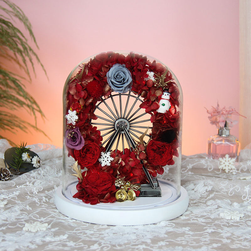 Christmas Preserved Flower Finished Ferris Wheel Rose Glass Cover Creative Ornaments